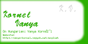 kornel vanya business card
